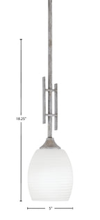 Uptowne One Light Mini Pendant in Aged Silver with 5" White Linen Shade