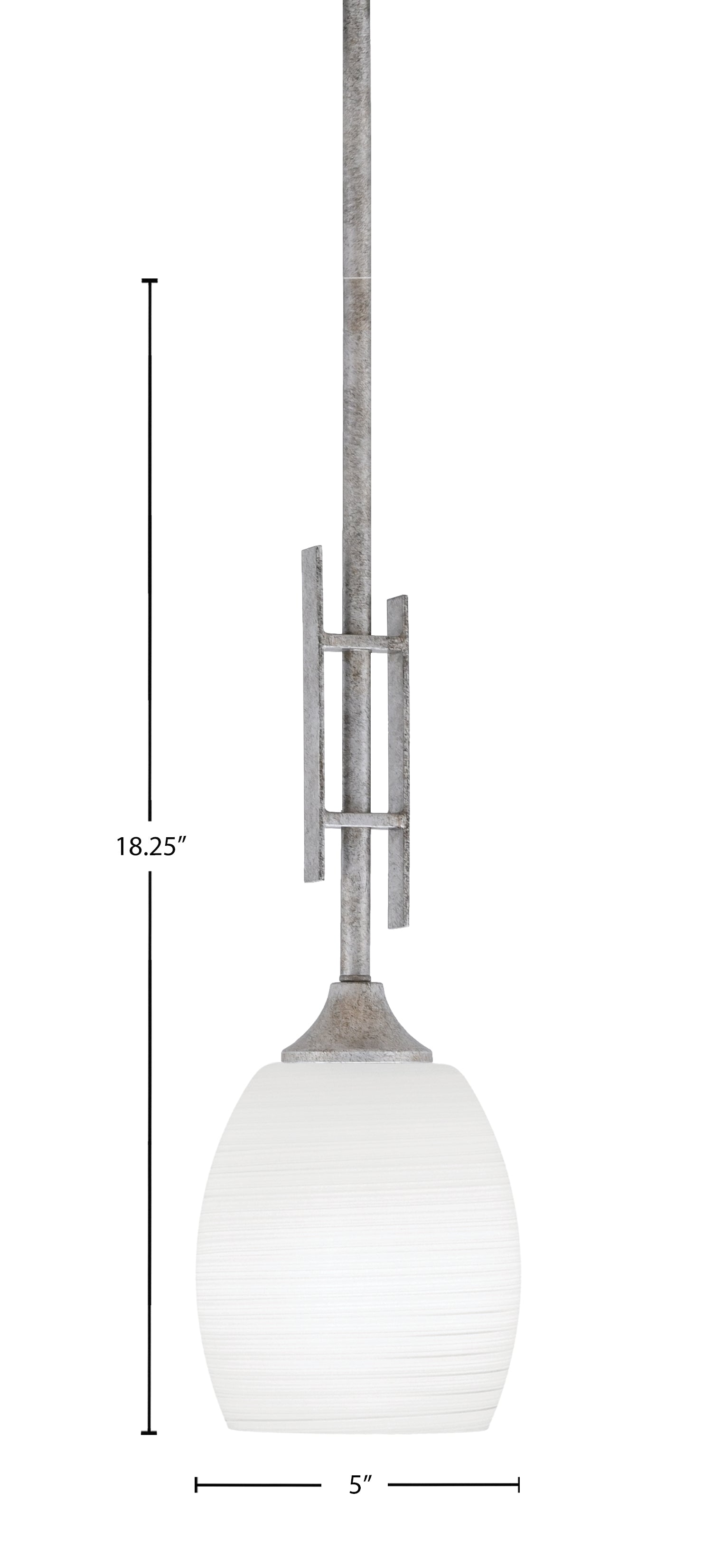 Uptowne One Light Mini Pendant in Aged Silver with 5" White Linen Shade