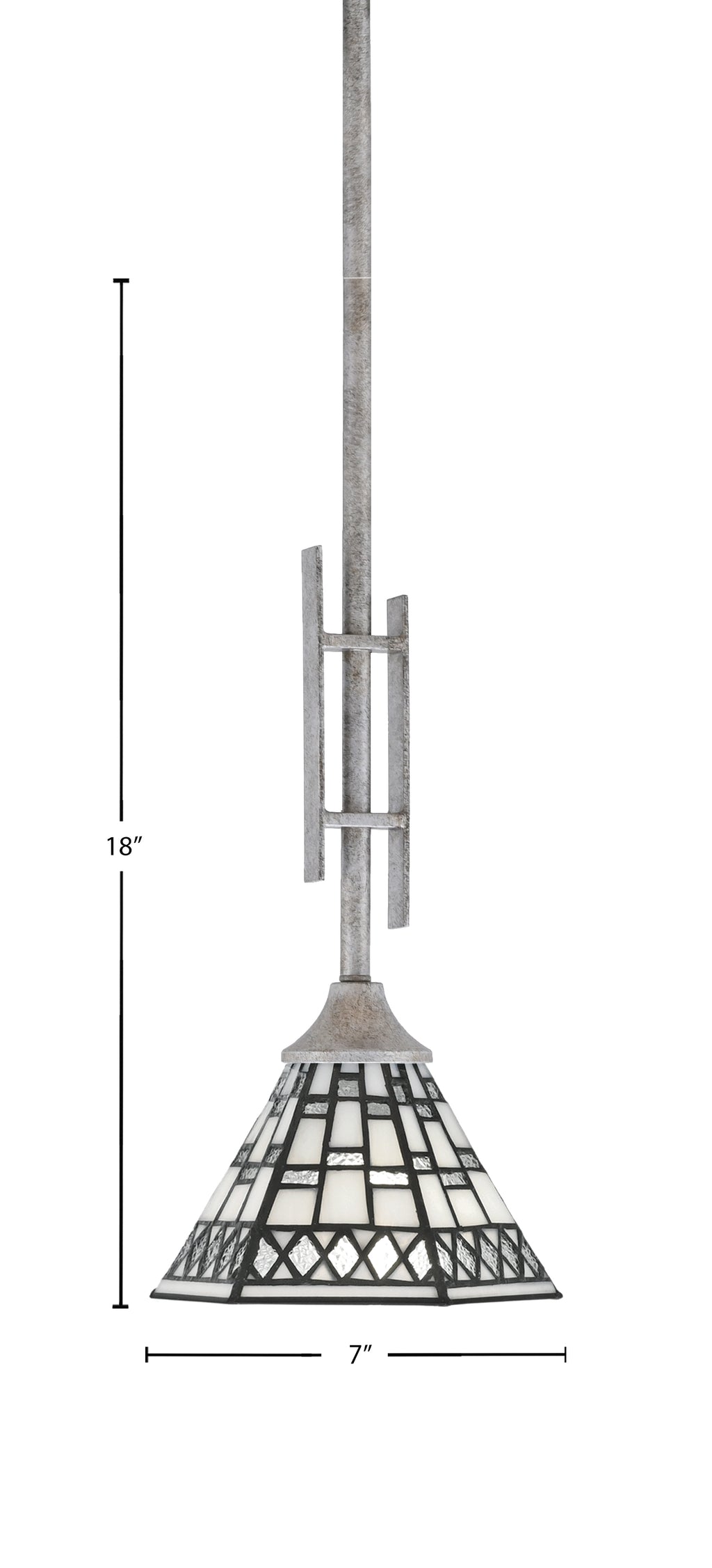 Uptowne One Light Mini Pendant in Aged Silver with 7" Pewter Art Shade