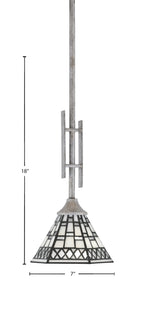Uptowne One Light Mini Pendant in Aged Silver with 7" Pewter Art Shade