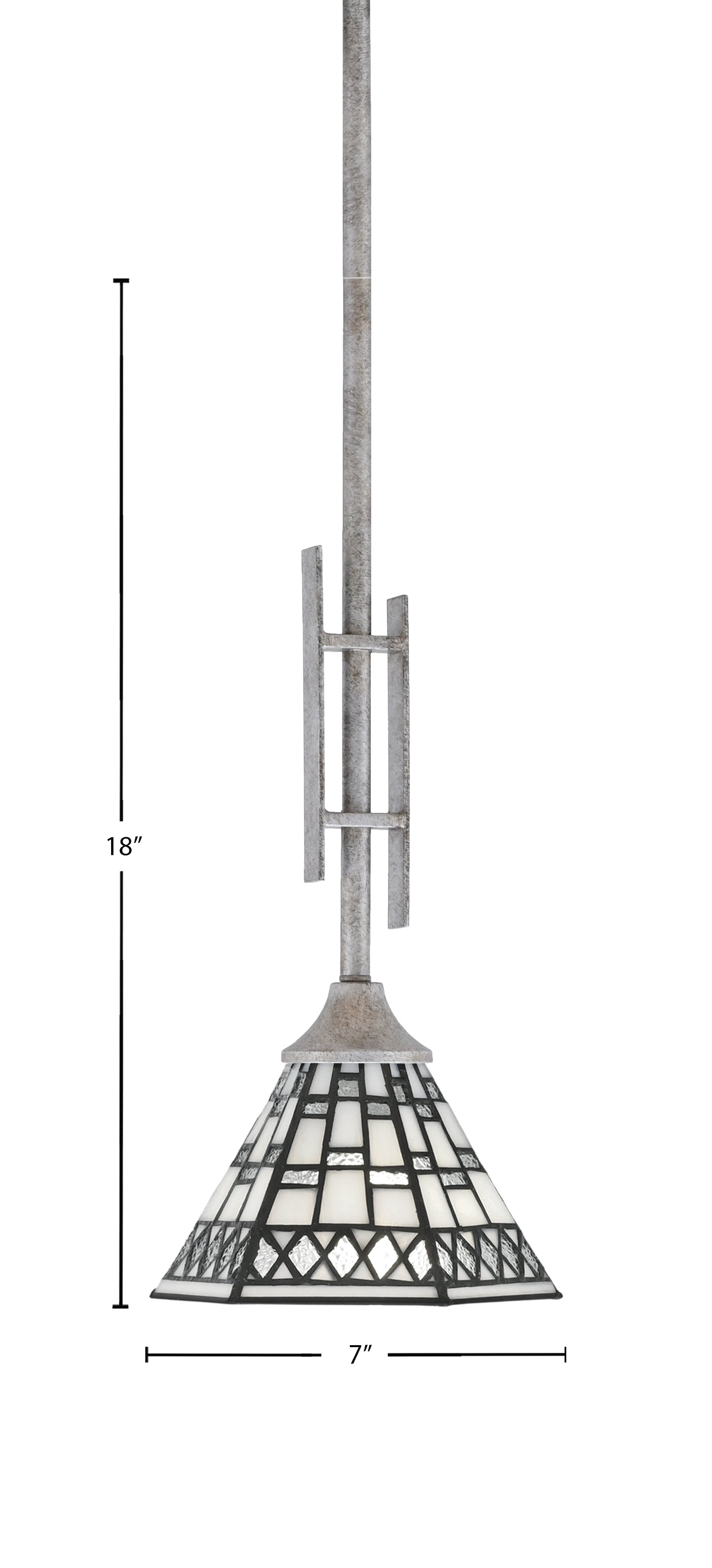 Uptowne One Light Mini Pendant in Aged Silver with 7" Pewter Art Shade