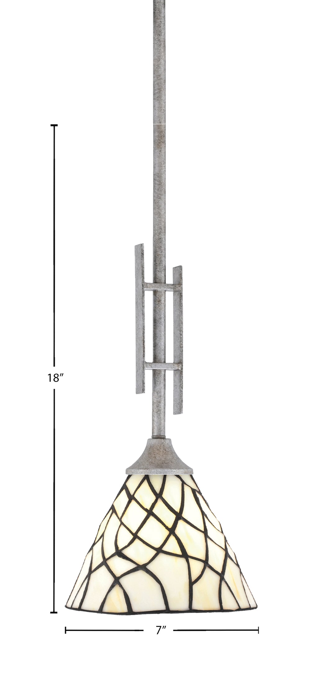 Uptowne One Light Mini Pendant in Aged Silver with 7" Sandhill Art Shade