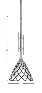 Uptowne One Light Mini Pendant in Aged Silver with 7" Diamond Ice Art Glass Shade