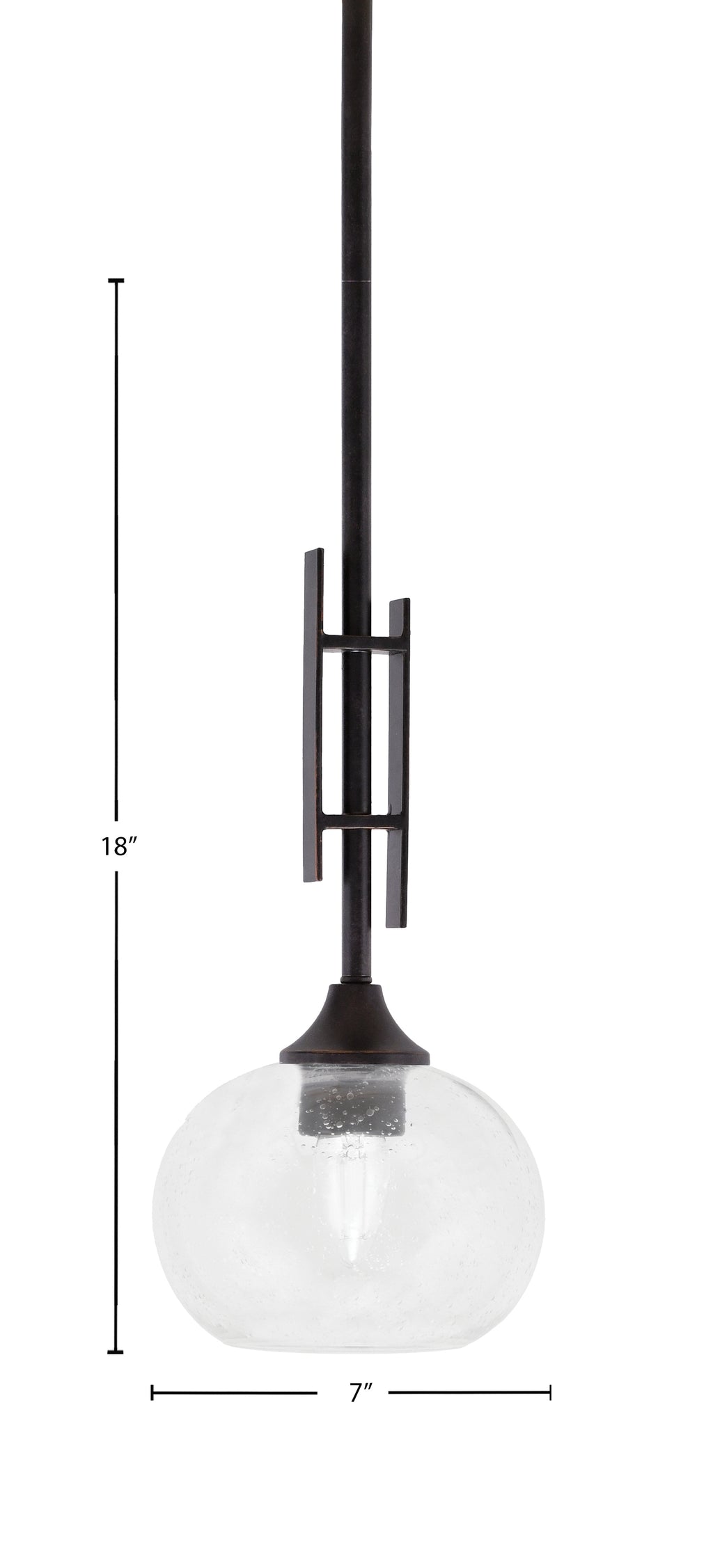 Uptowne One Light Mini Pendant in Dark Granite with 7" Clear Bubble Shade