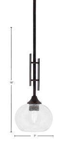 Uptowne One Light Mini Pendant in Dark Granite with 7" Clear Bubble Shade