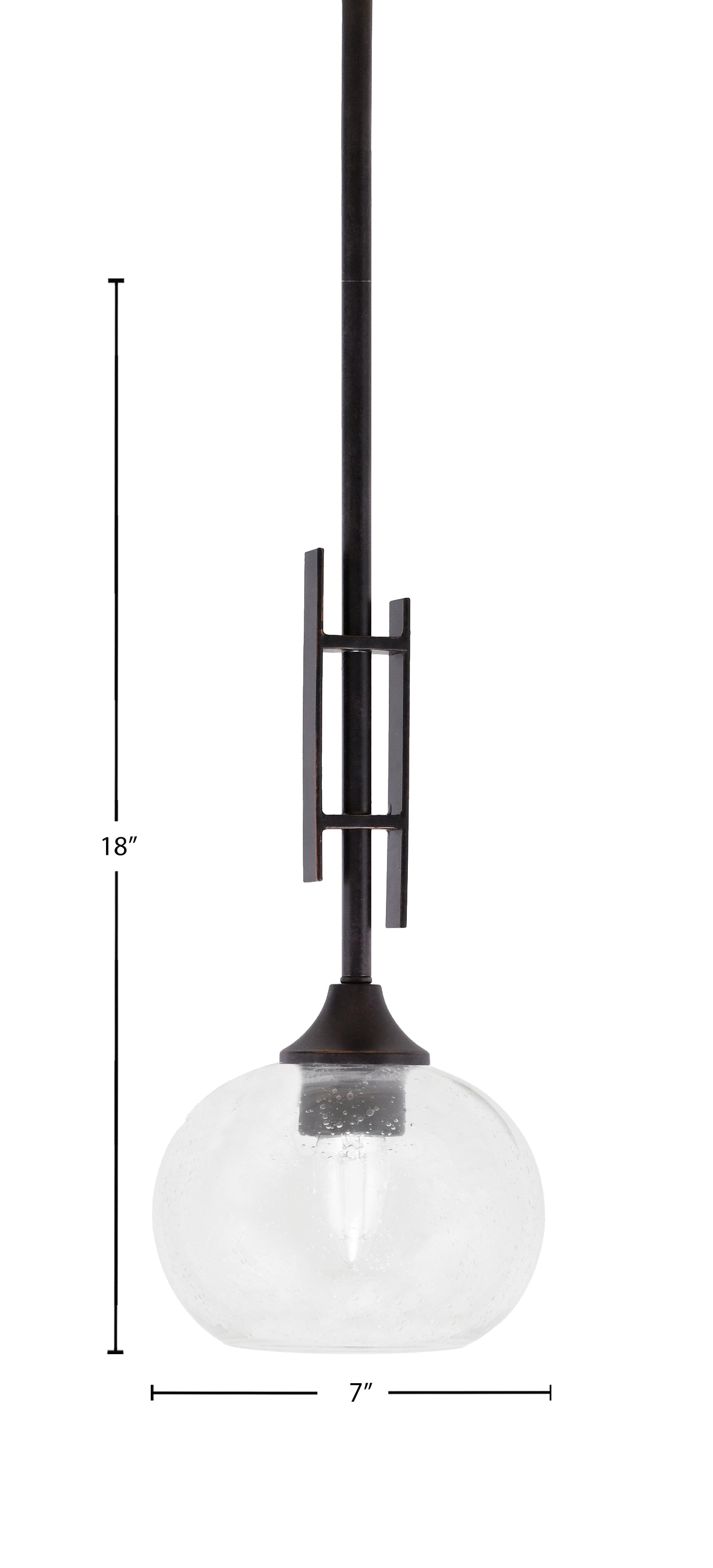 Uptowne One Light Mini Pendant in Dark Granite with 7" Clear Bubble Shade