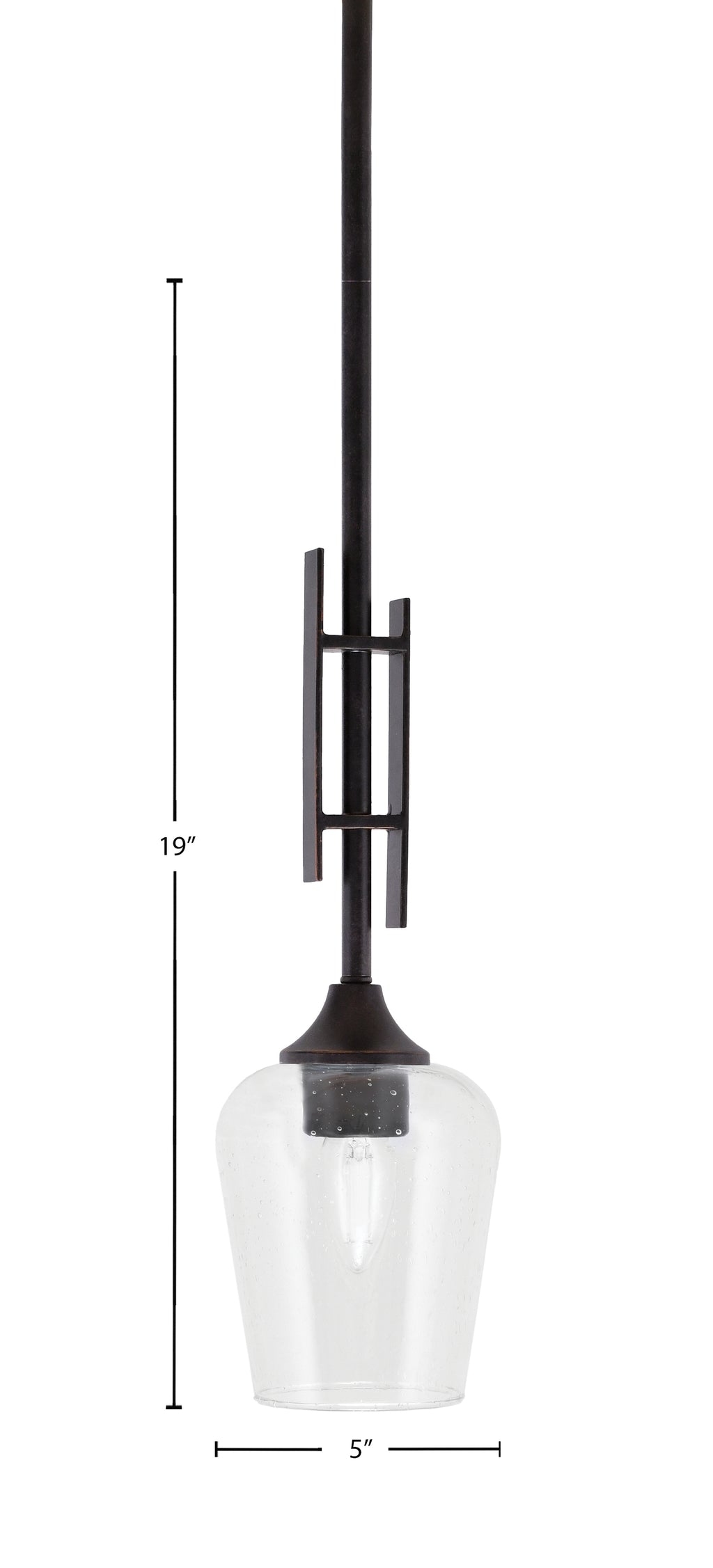 Uptowne One Light Mini Pendant in Dark Granite with 5" Clear Bubble Shade