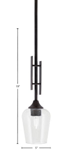 Uptowne One Light Mini Pendant in Dark Granite with 5" Clear Bubble Shade