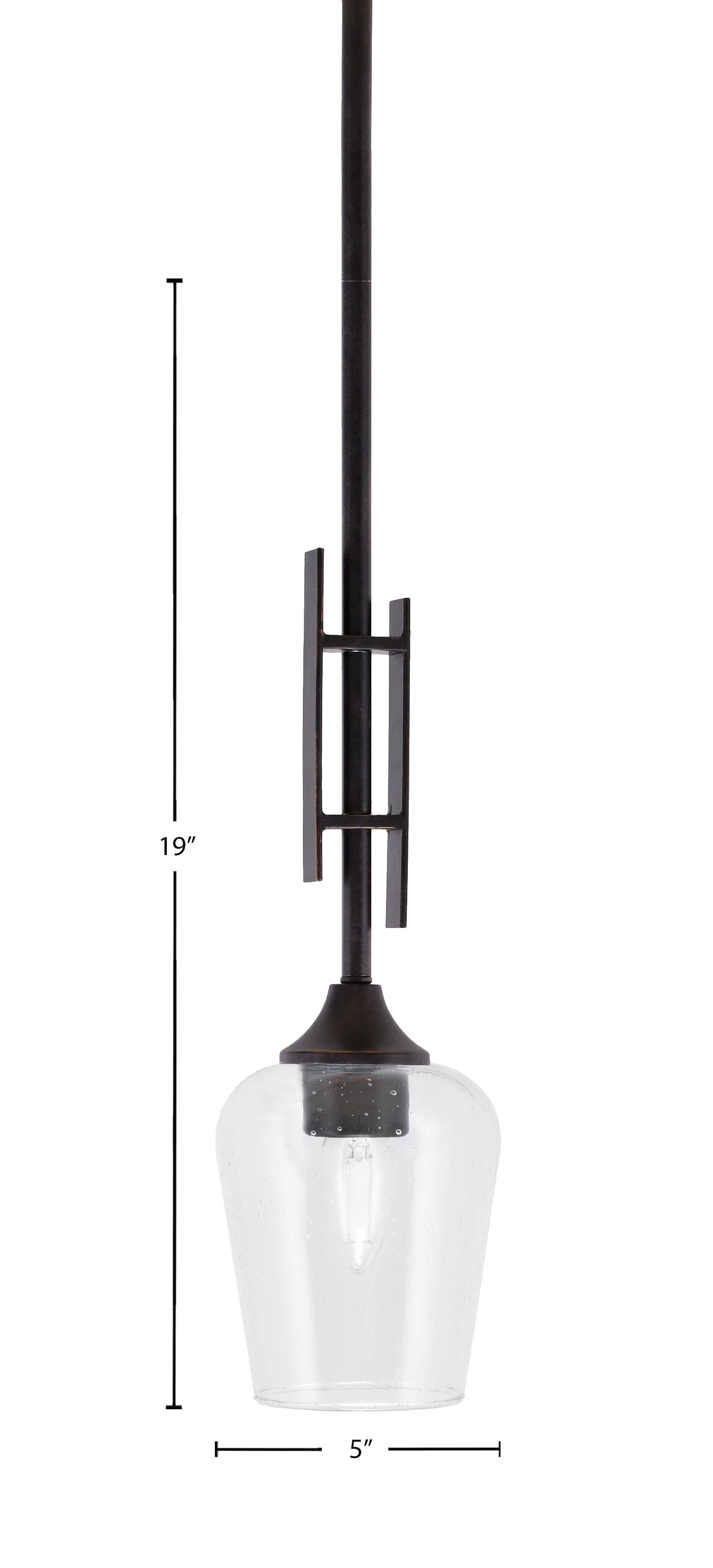 Uptowne One Light Mini Pendant in Dark Granite with 5" Clear Bubble Shade