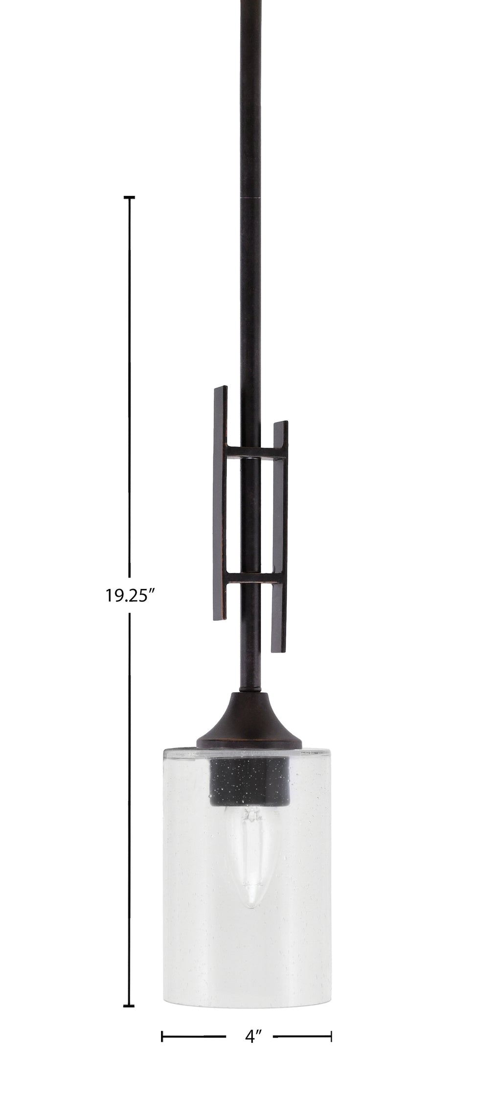 Uptowne One Light Mini Pendant in Dark Granite with 4" Clear Bubble Shade