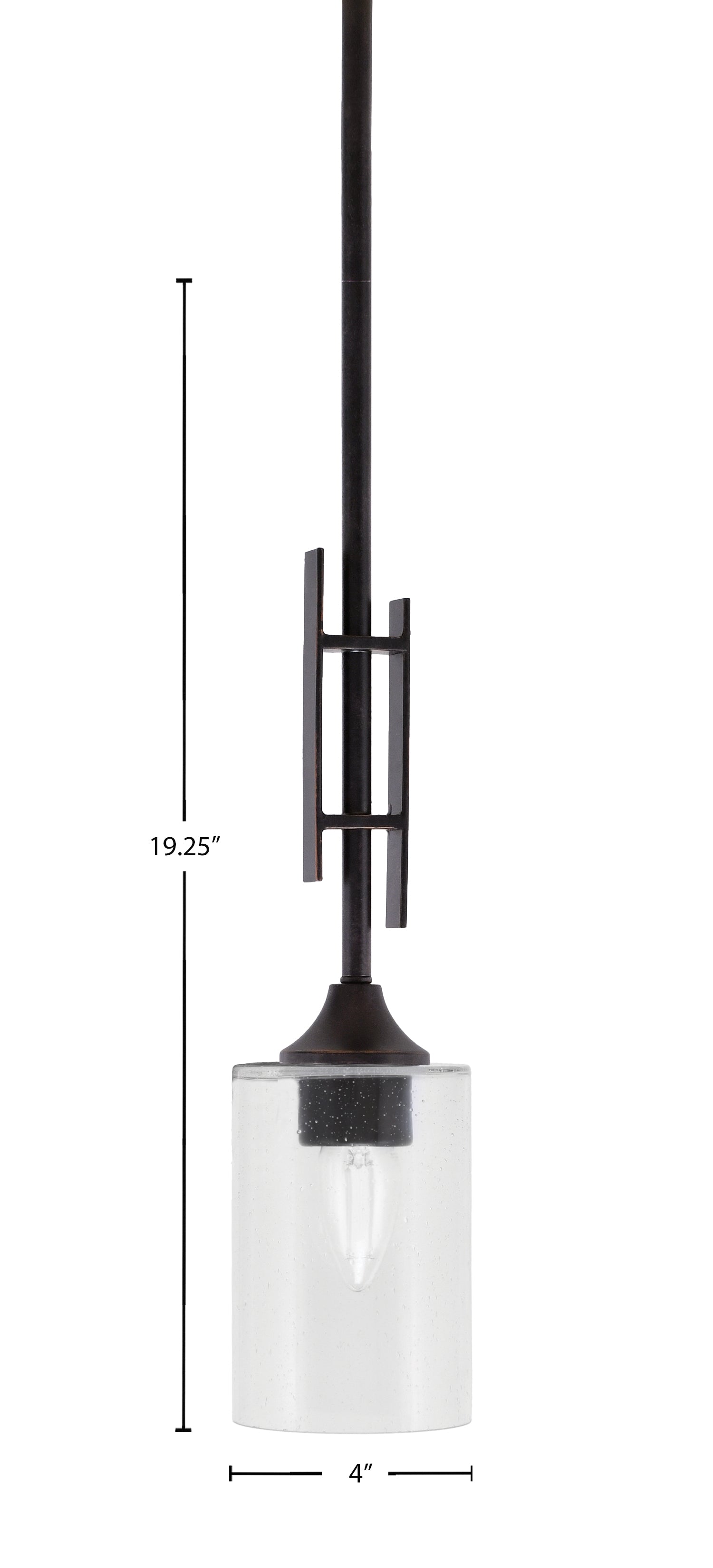 Uptowne One Light Mini Pendant in Dark Granite with 4" Clear Bubble Shade
