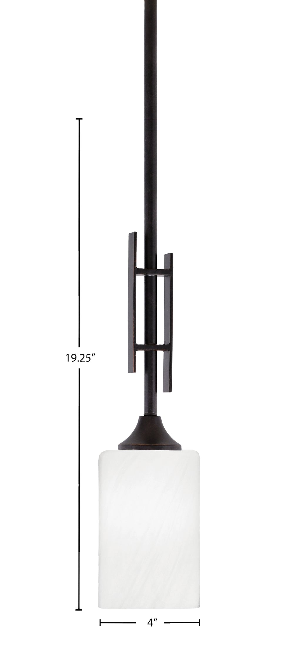 Uptowne One Light Mini Pendant in Dark Granite with 4" White Marble Shade