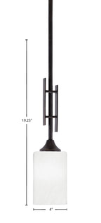 Uptowne One Light Mini Pendant in Dark Granite with 4" White Marble Shade