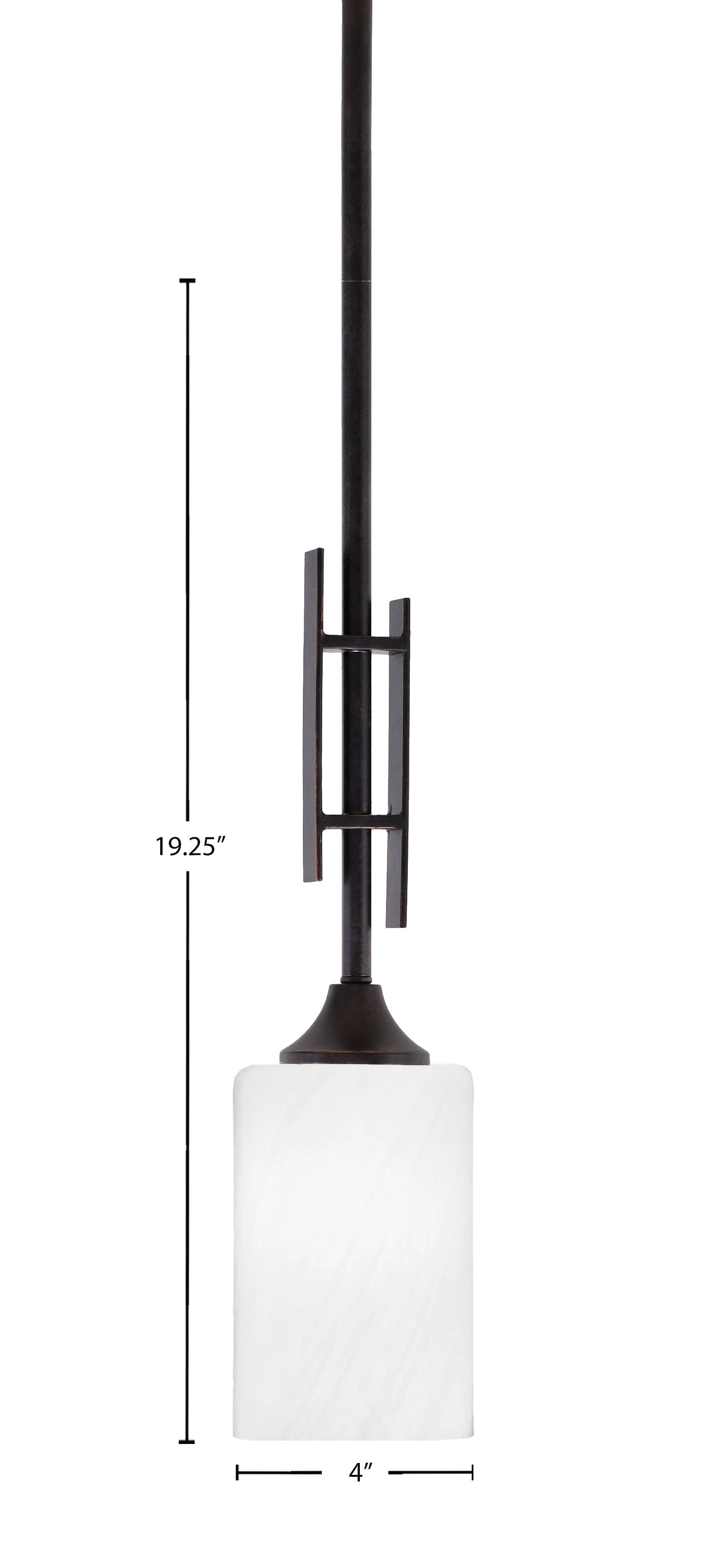 Uptowne One Light Mini Pendant in Dark Granite with 4" White Marble Shade