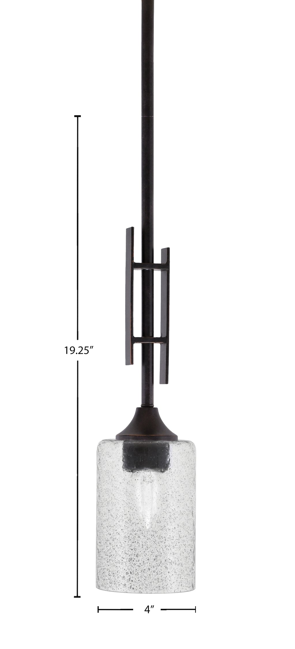 Uptowne One Light Mini Pendant in Dark Granite with 4" Smoke Bubble Shade