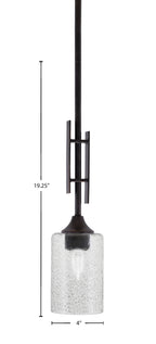 Uptowne One Light Mini Pendant in Dark Granite with 4" Smoke Bubble Shade