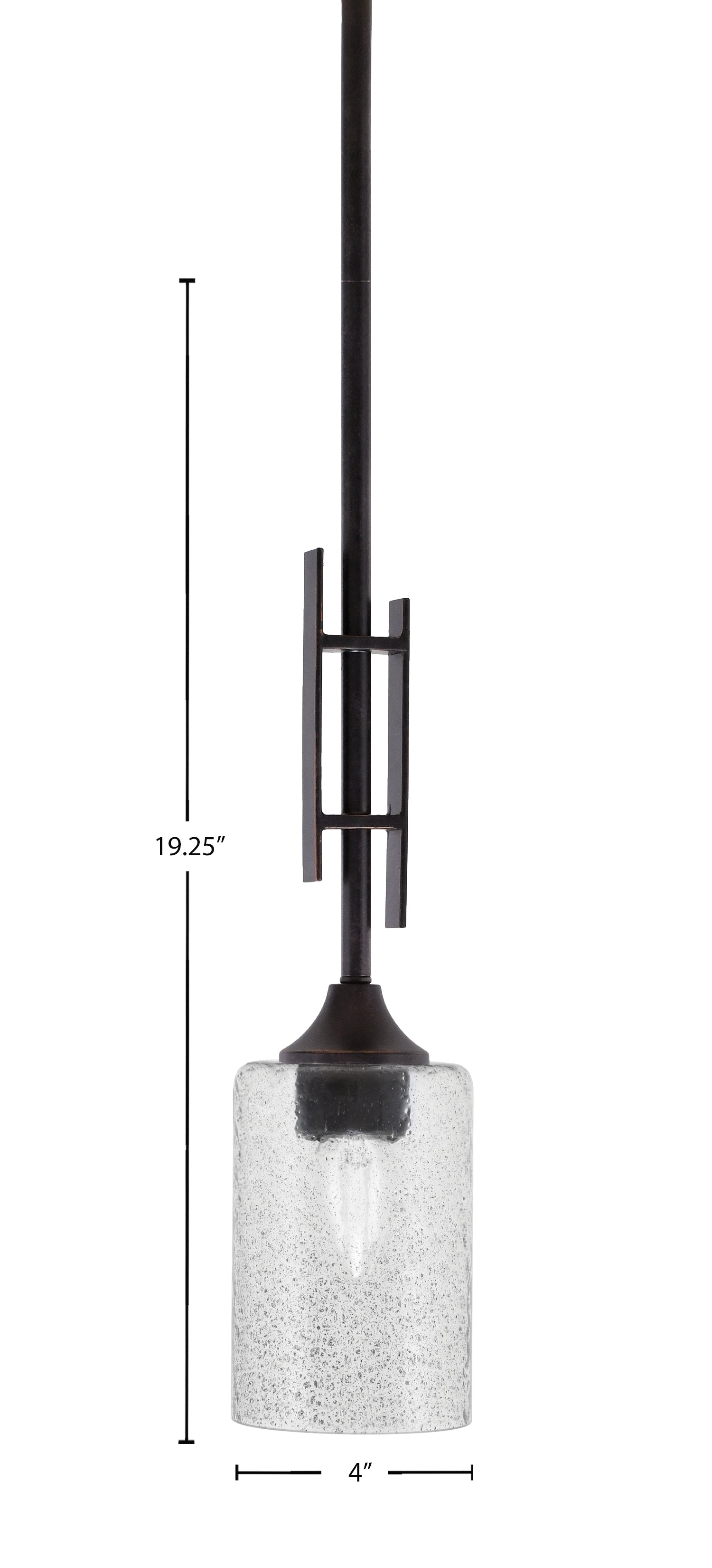 Uptowne One Light Mini Pendant in Dark Granite with 4" Smoke Bubble Shade