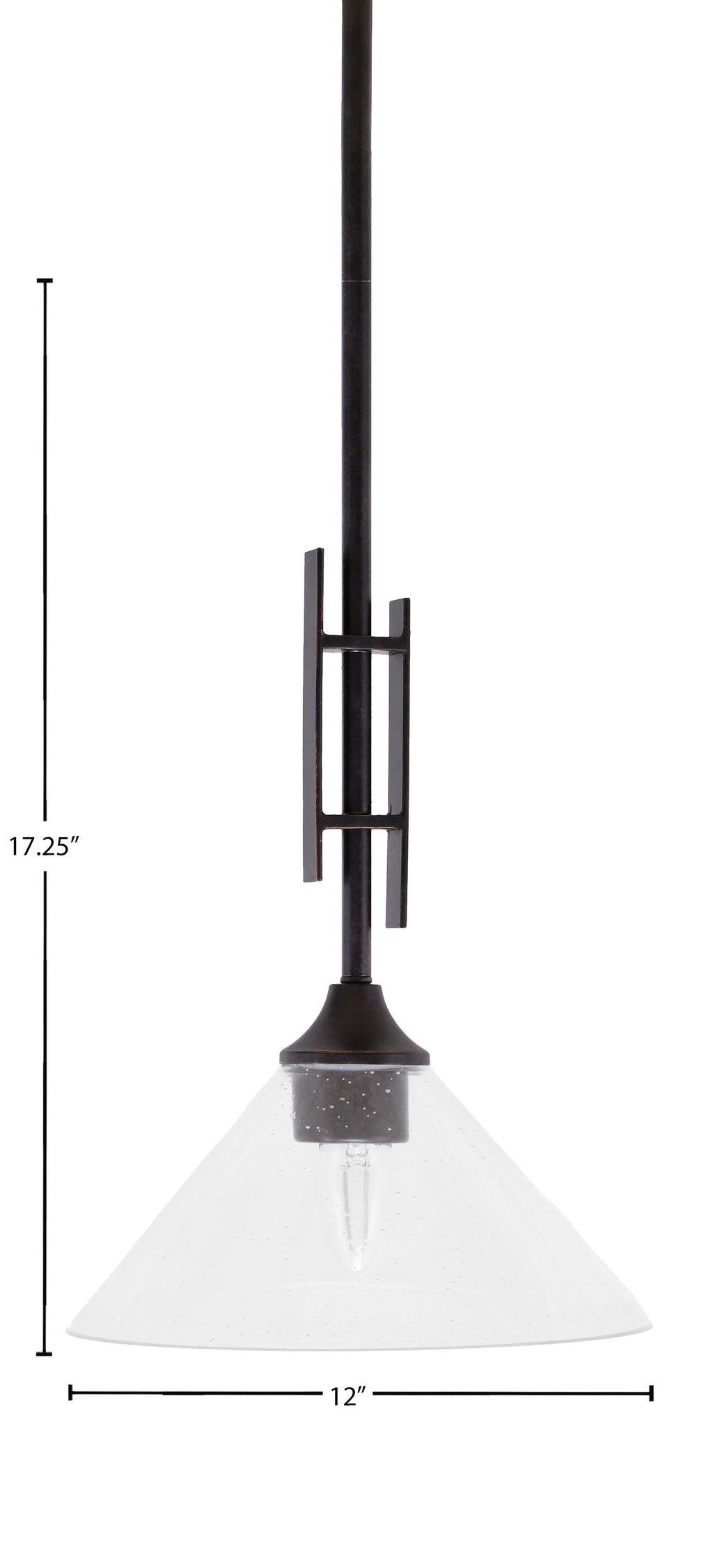 Uptowne One Light Mini Pendant in Dark Granite with 10" Clear Bubble Shade