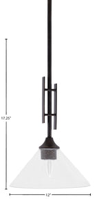Uptowne One Light Mini Pendant in Dark Granite with 10" Clear Bubble Shade