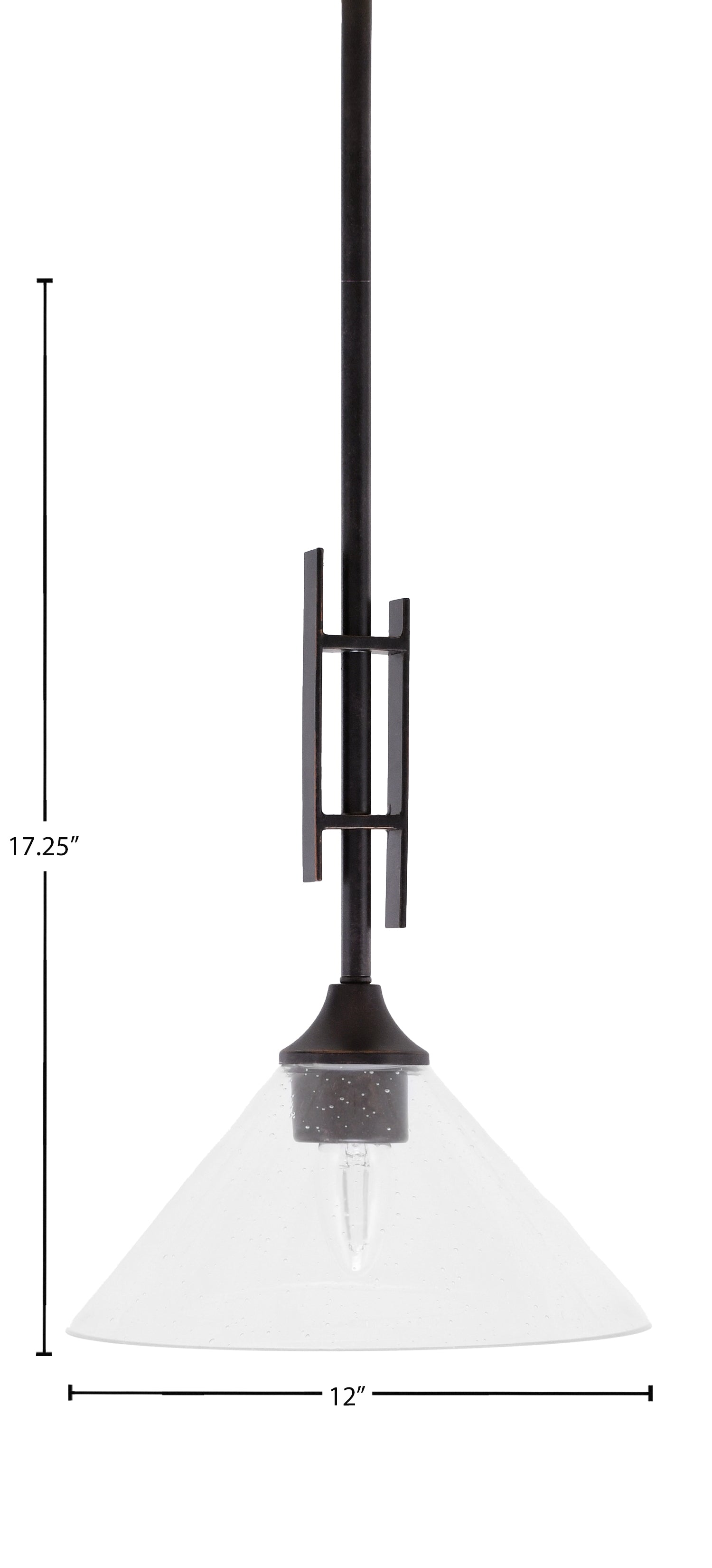 Uptowne One Light Mini Pendant in Dark Granite with 10" Clear Bubble Shade