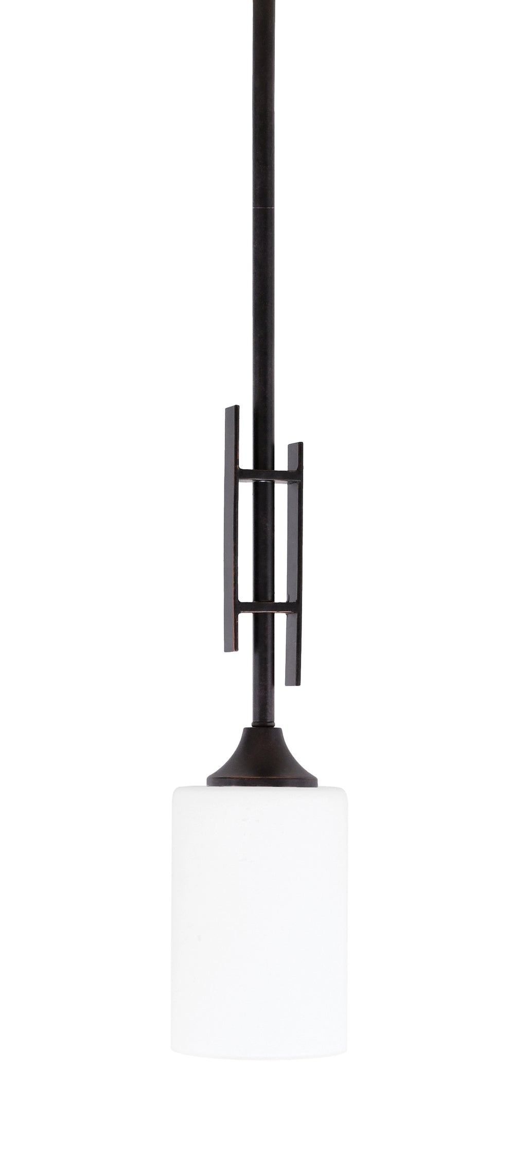 Uptowne One Light Mini Pendant in Dark Granite with 4" White Muslin Shade