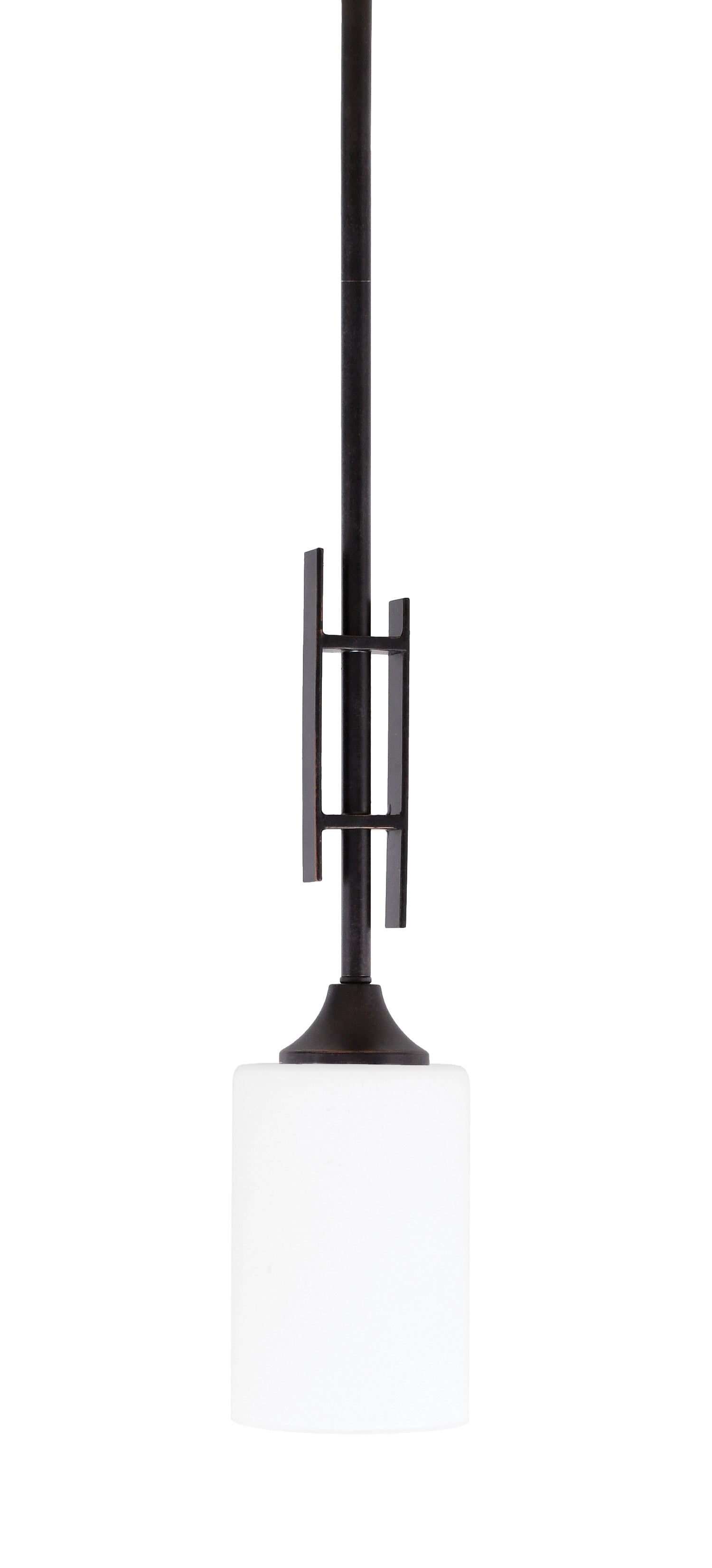 Uptowne One Light Mini Pendant in Dark Granite with 4" White Muslin Shade