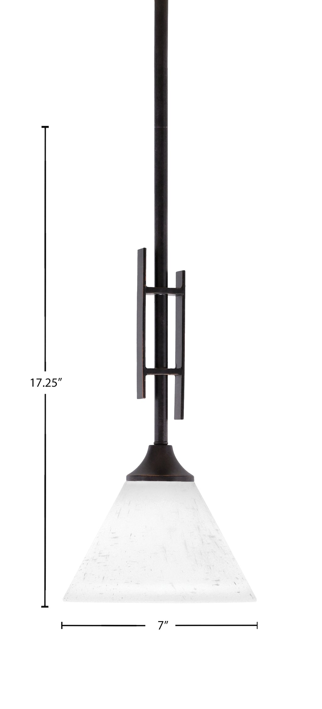 Uptowne One Light Mini Pendant in Dark Granite with 7" White Muslin Shade