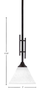 Uptowne One Light Mini Pendant in Dark Granite with 7" White Muslin Shade