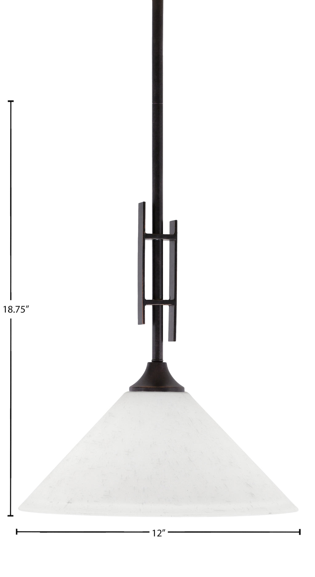Uptowne One Light Mini Pendant in Dark Granite with 12" White Muslin Shade