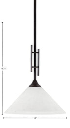 Uptowne One Light Mini Pendant in Dark Granite with 12" White Muslin Shade