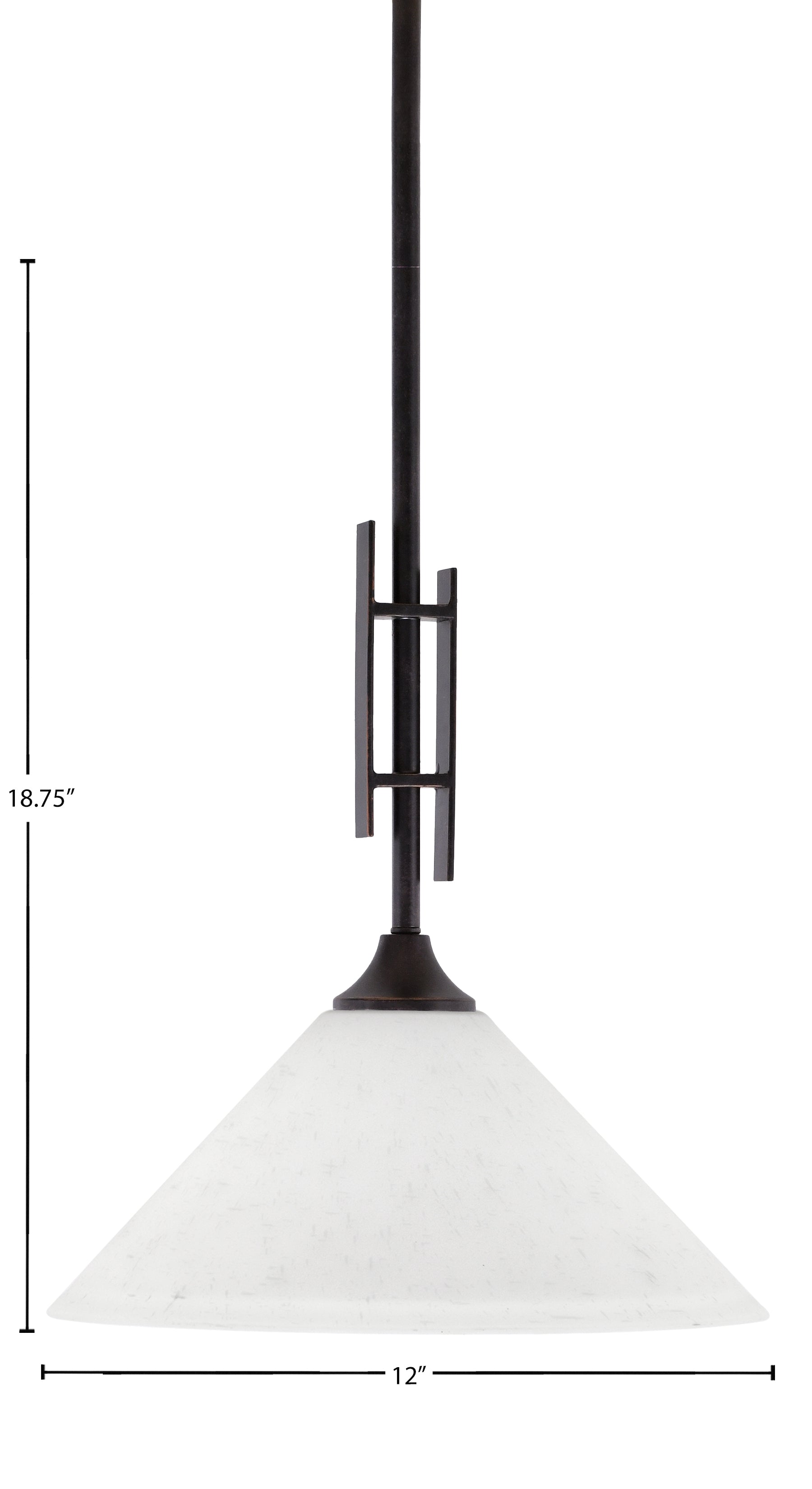 Uptowne One Light Mini Pendant in Dark Granite with 12" White Muslin Shade