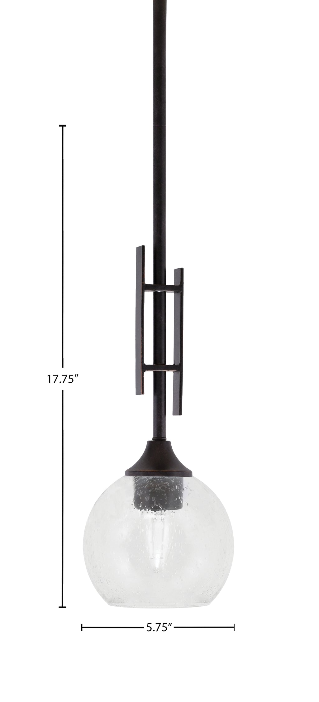 Uptowne One Light Mini Pendant in Dark Granite with 5.75" Clear Bubble Shade