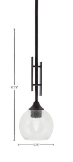 Uptowne One Light Mini Pendant in Dark Granite with 5.75" Clear Bubble Shade