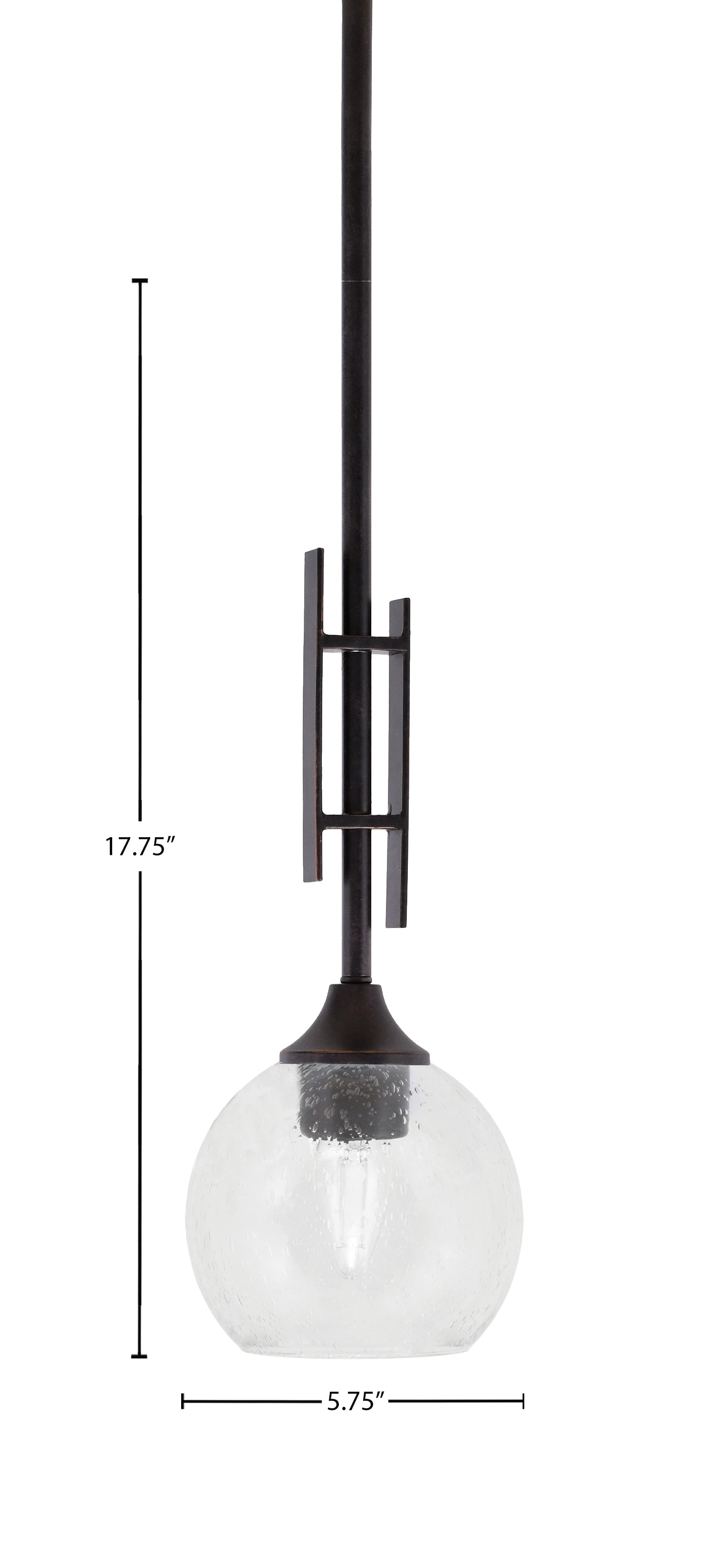 Uptowne One Light Mini Pendant in Dark Granite with 5.75" Clear Bubble Shade