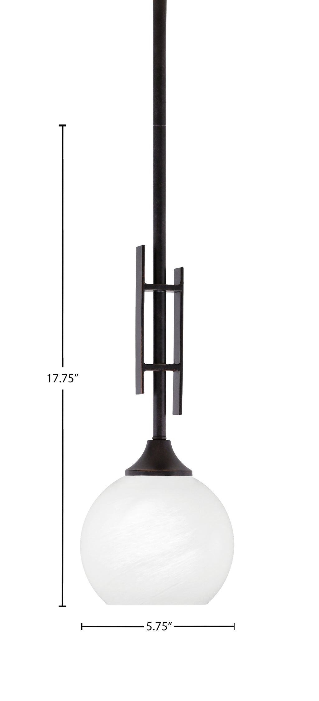 Uptowne One Light Mini Pendant in Dark Granite with 5.75" White Marble Shade