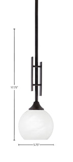 Uptowne One Light Mini Pendant in Dark Granite with 5.75" White Marble Shade