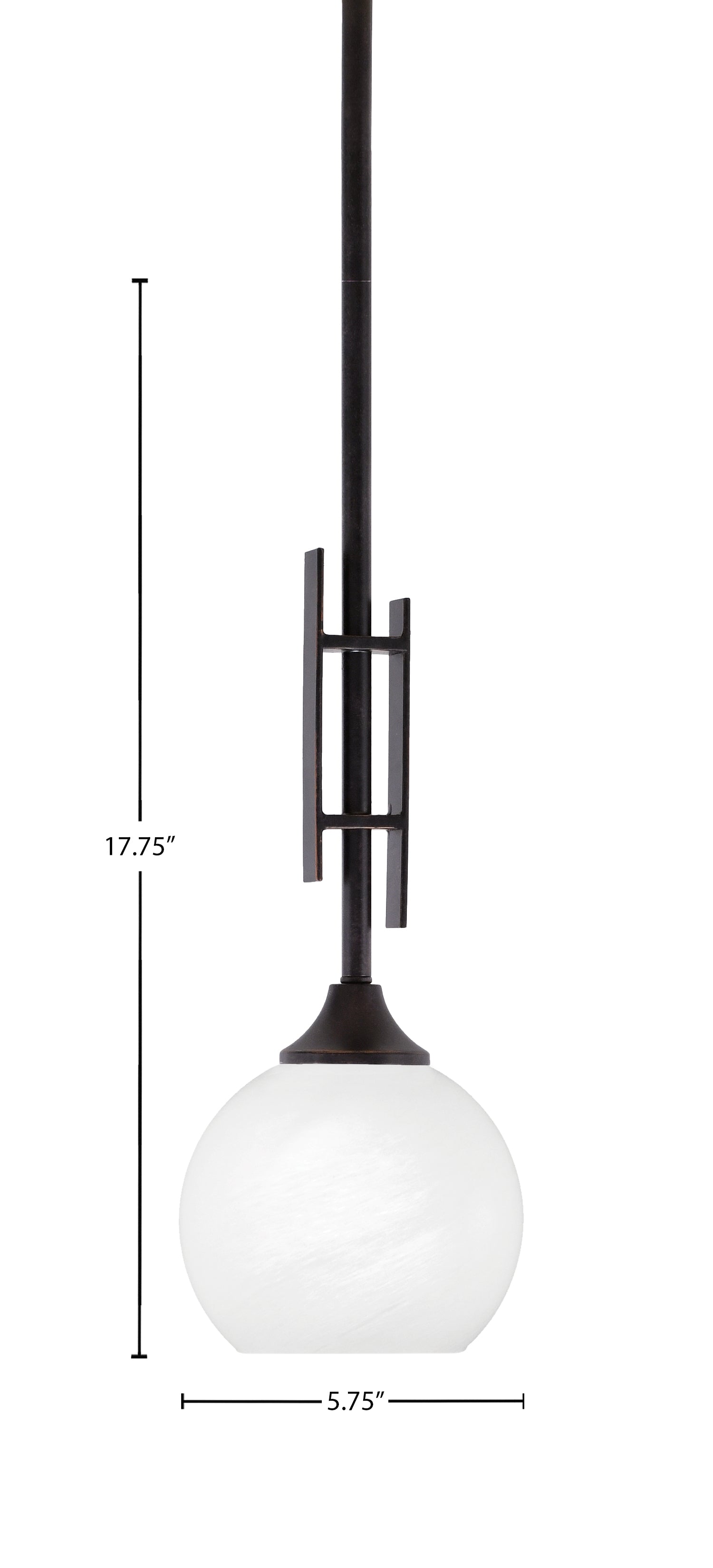 Uptowne One Light Mini Pendant in Dark Granite with 5.75" White Marble Shade