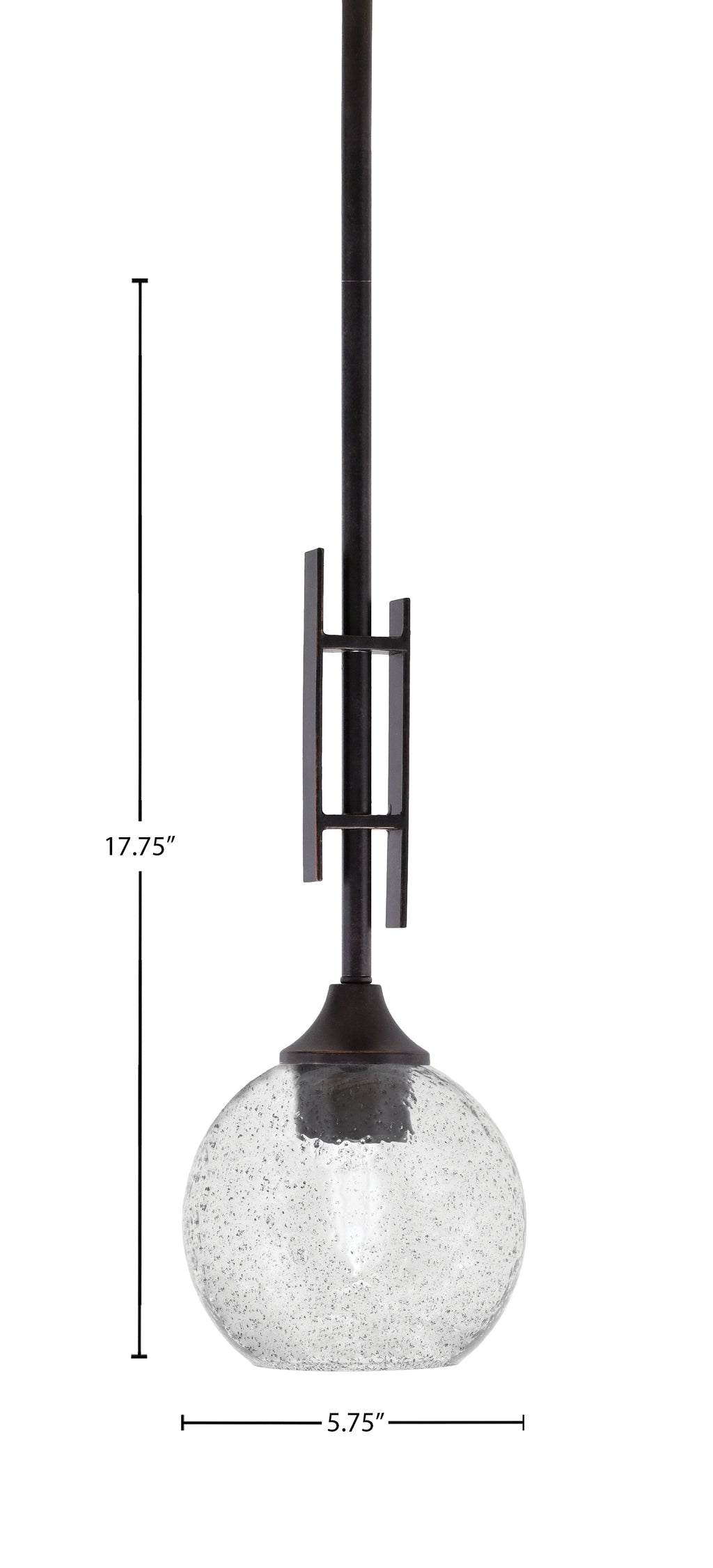 Uptowne One Light Mini Pendant in Dark Granite with 5.75" Smoke Bubble Shade