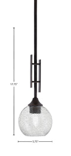 Uptowne One Light Mini Pendant in Dark Granite with 5.75" Smoke Bubble Shade