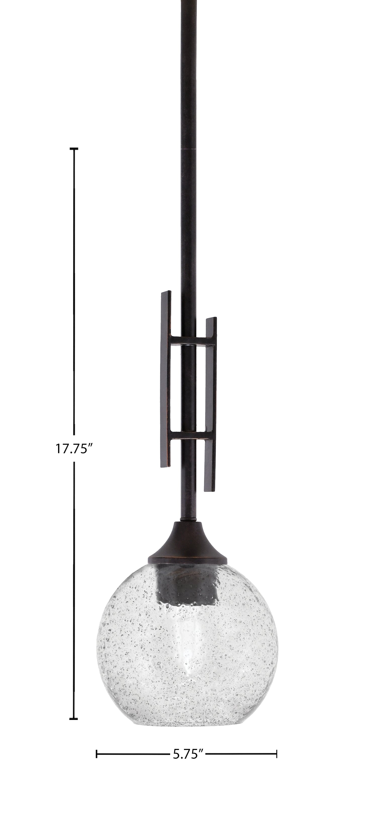 Uptowne One Light Mini Pendant in Dark Granite with 5.75" Smoke Bubble Shade