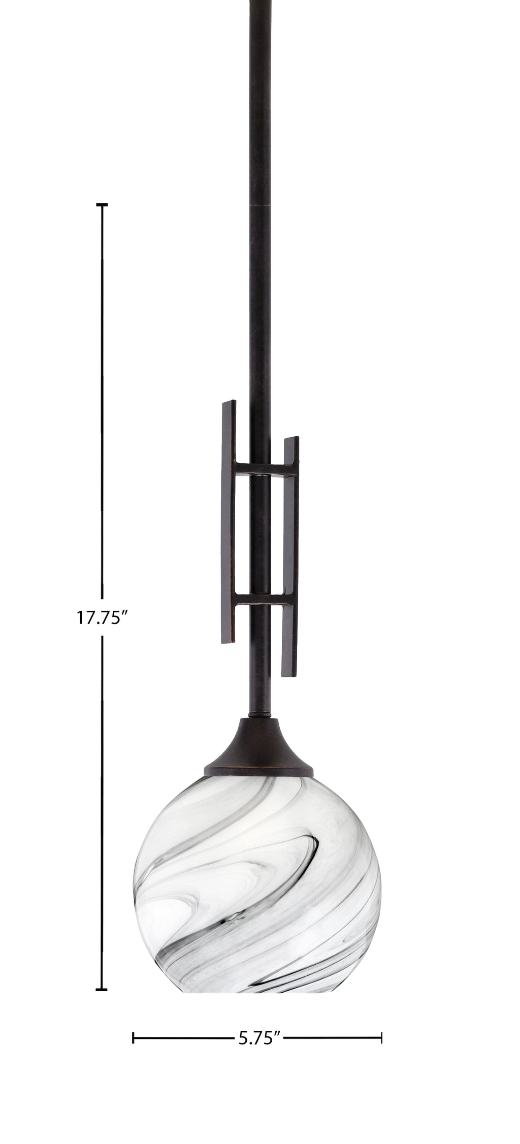 Uptowne One Light Mini Pendant in Dark Granite with 5.75" Onyx Swirl Shade