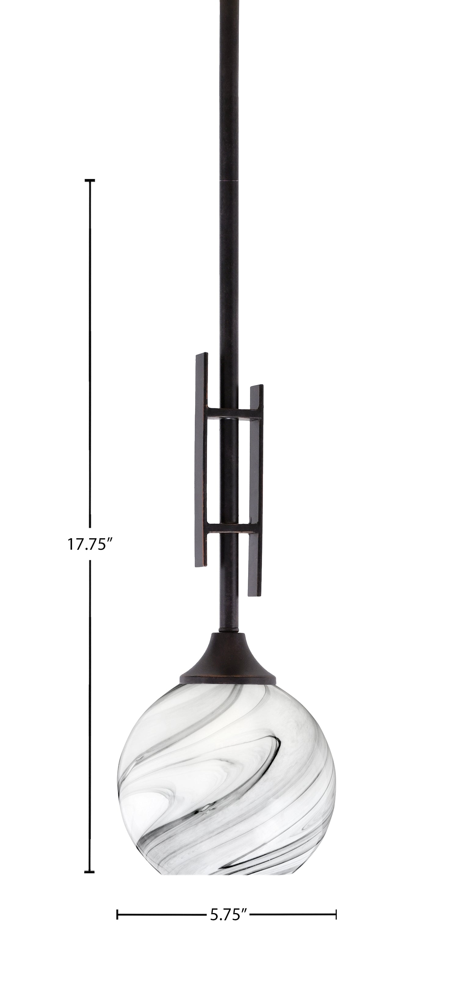 Uptowne One Light Mini Pendant in Dark Granite with 5.75" Onyx Swirl Shade