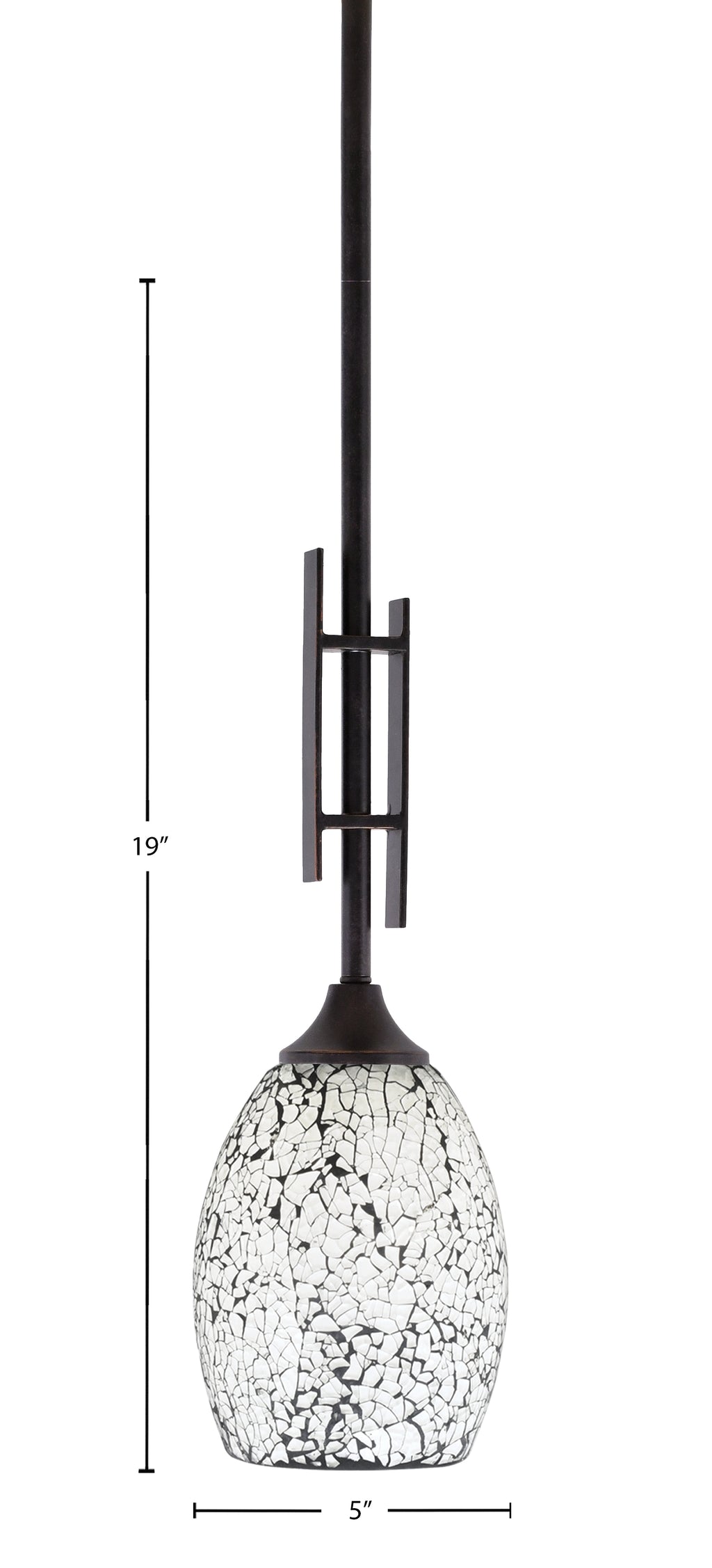 Uptowne One Light Mini Pendant in Dark Granite with 5" Black Fusion Shade