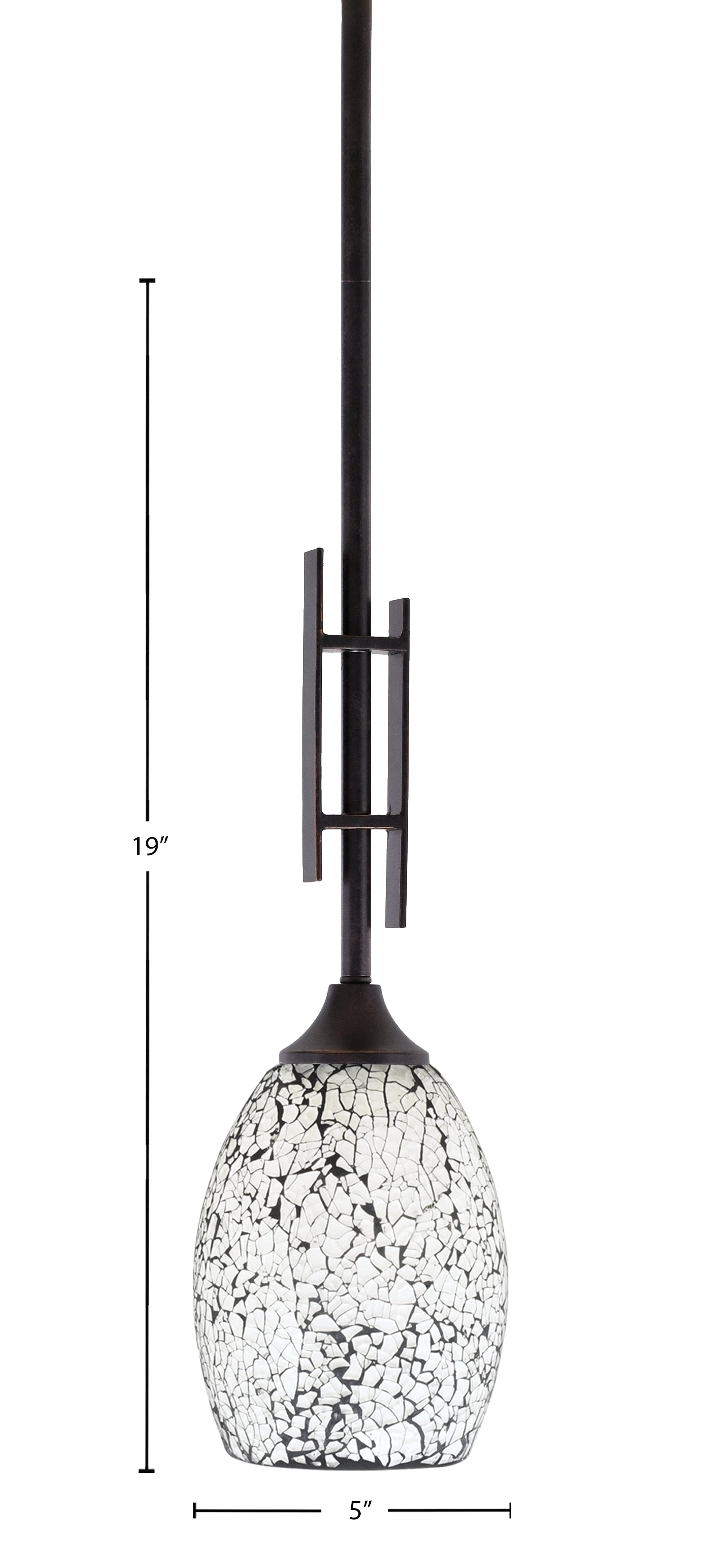 Uptowne One Light Mini Pendant in Dark Granite with 5" Black Fusion Shade