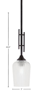 Uptowne One Light Mini Pendant in Dark Granite with 5" Clear Textured Shade