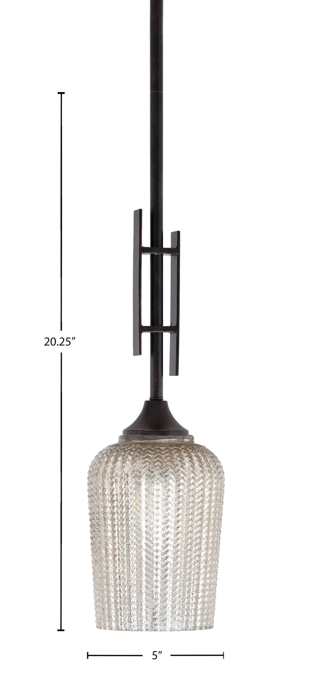 Uptowne One Light Mini Pendant in Dark Granite with 5" Silver Textured Shade