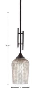 Uptowne One Light Mini Pendant in Dark Granite with 5" Silver Textured Shade