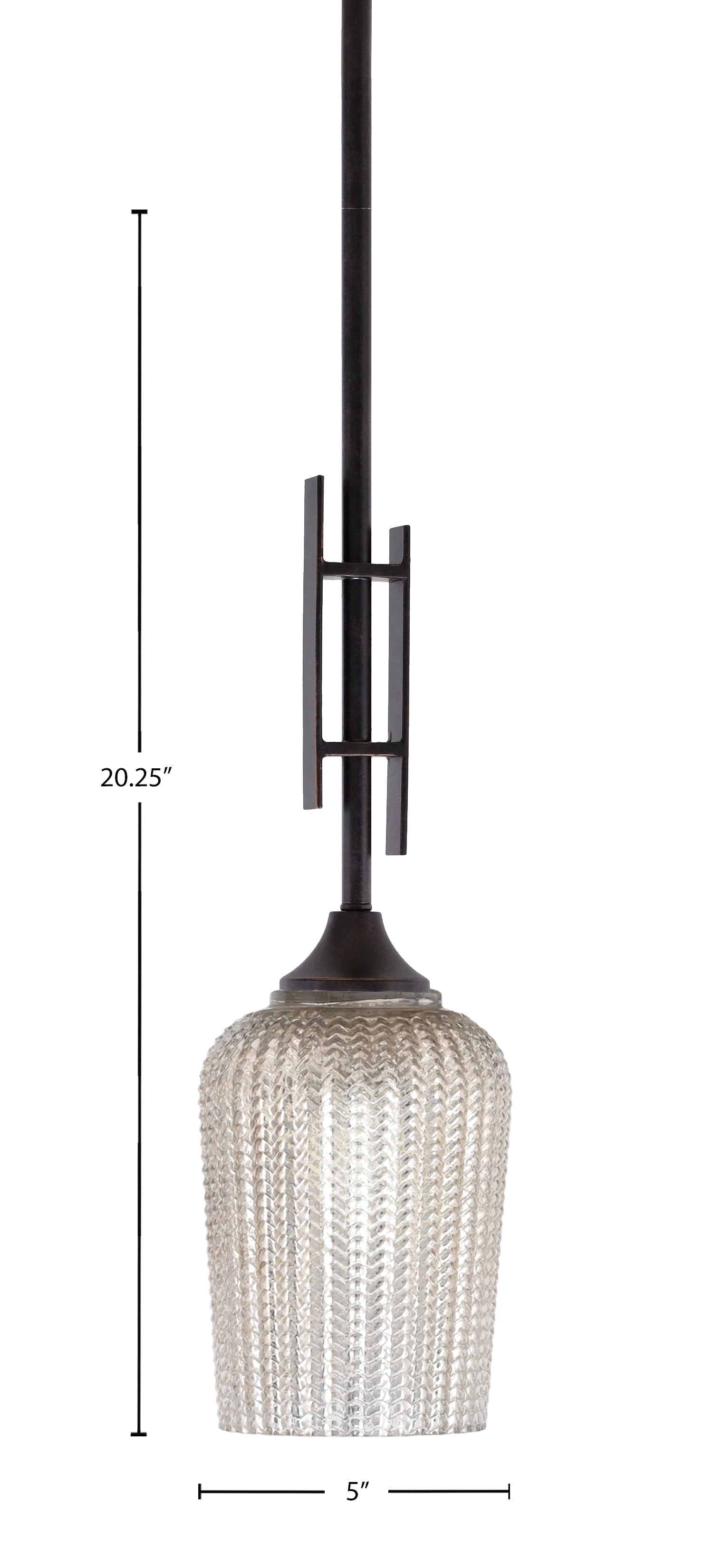 Uptowne One Light Mini Pendant in Dark Granite with 5" Silver Textured Shade