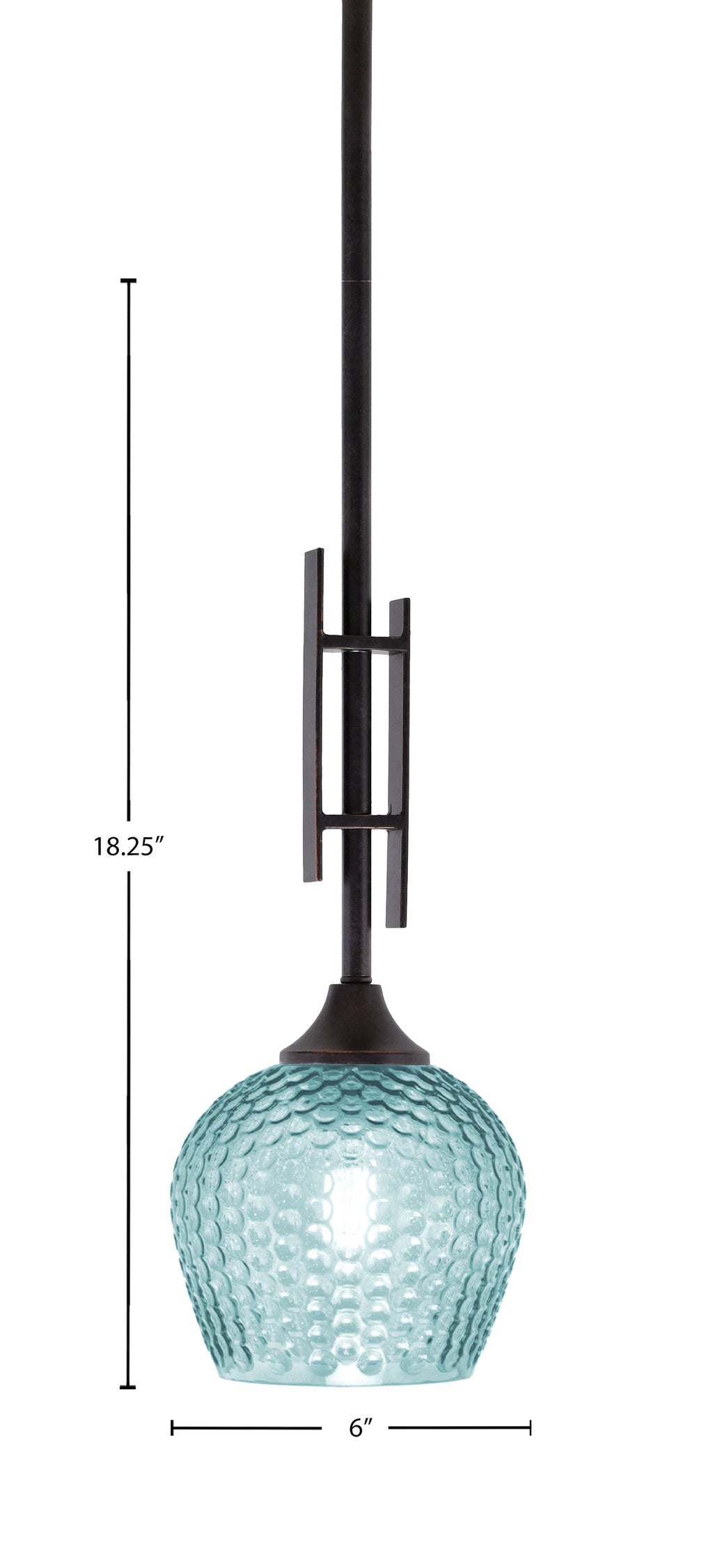 Uptowne One Light Mini Pendant in Dark Granite with 6" Turquoise Textured Shade