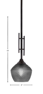 Uptowne One Light Mini Pendant in Dark Granite with 6" Smoke Textured Shade